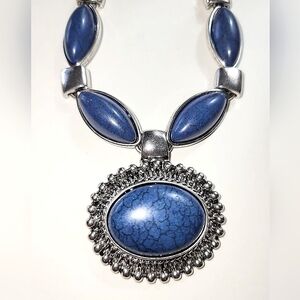 DENIM BLUE FAUX LAPIS STONE NECKLACE - SOUTHWESTERN FLAIR